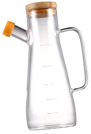 HAODUOO 1 Stück Öltopf aus Glas, Öl- und Essigspender, Saucenspender, Wasserkrug, Essigbehälter, Ölbehälter for die Küche, Sojasaucen-Ausgießer, Ölspender(Transparent 500ml,20.5X8.5X8.5cm)