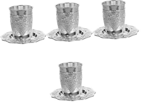 Amosfun 4 Sätze Jüdisches Weinglas Weingläser Desktop Heilige Tasse Pessachwein-kidduschbecher Schabbat-kidduschbecher Dekorativer Kidduschbecher Havdala-weinbecher Zinklegierung