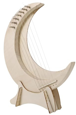 ibasenice Handharfe Instrument mit 7 Saiten Tragbare Kleine Mondförmige Harfe für Anfänger Warm Klingendes Musikinstrument für Musikliebhaber und Entspannung