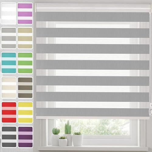 Verdunkelungsrollo, 55 x 180 cm, Reisefenster, Vorhänge für Kinderzimmer, Schlafzimmer, Hellgrau