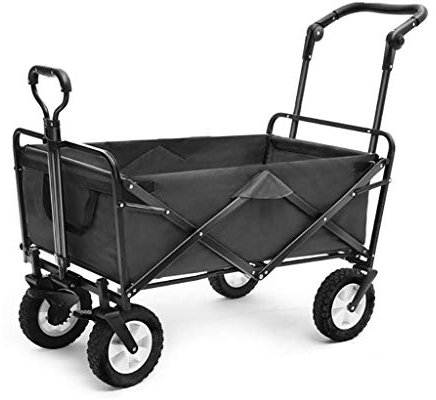 Chariot de jardin pliable robuste pour camping, pêche, chariot de courses multifonction avec 4 roues, capacité de charge de 80 kg