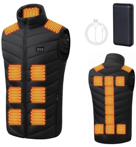 Todeco Gilet chauffant, veste chauffante pour homme/femme, 3 Niveau de chauffant, pour Ski Plein Air Randonnée Hiver Moto Chasse Camping, Taille XL