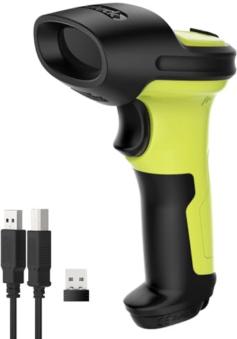 Inateck Barcode Scanner 2D Bluetooth, QR Code Scanner Kabellos, Wireless Handscanner mit AI APP & SDK, 1 Ladung 180 Tage Standby, Automatisches schnelles und präzises Scannen, BCST-72, Grün