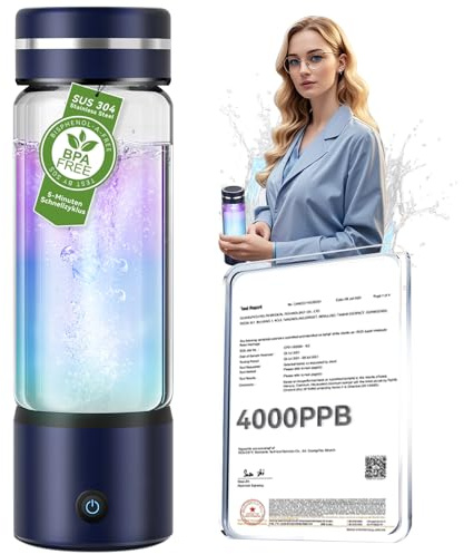 Upgrade 3-in-1 Hydrogen Water Bottle Generator - Industry TOP - 24-Hour Hydrogen Lock | 0 Chlorine & 0 Ozone | 100% Leak-Proof Seal【NO.1 Double Hydrogen Content】Hydrogen Water Bottle Double