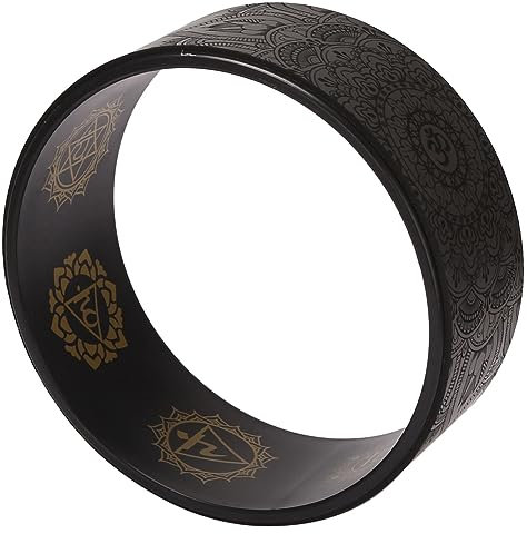 Wrtysully 2 Stück Yoga-Rad, Hinterrad, Yoga-Roller, Kork, Schwarz und Gold, Yoga-Rad für Dehnung, Flexibilität, Rückbeugen, Vertiefung Von Yoga-Posen, Rückbeugen