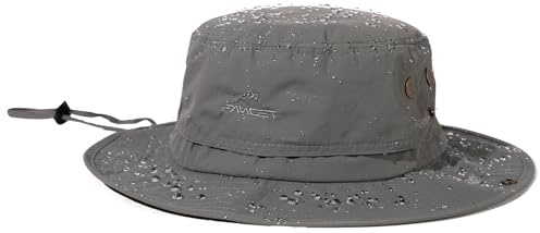 TOP-EX Chapeaux de Soleil pour Hommes | Étanche | Été | Protection UV UPF 50+ | Bord Large | Safari, Pêche, Randonnée | Bonnette | Tête Grande Gris Clair «X-Large» XX-Large