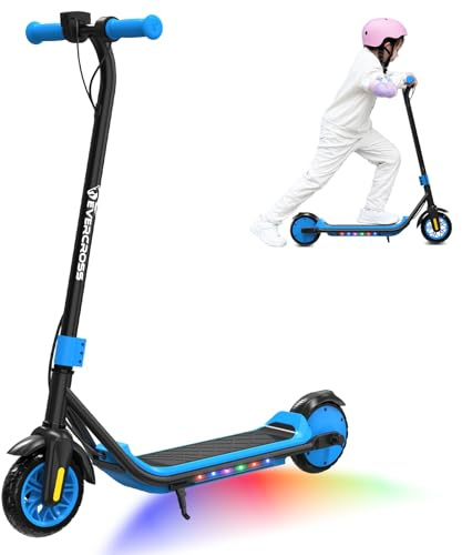 EVERCROSS Elektroroller für Kinder, 7 Leichter Elektroroller für Kinder 6-12 Jahren, Elektroscooter mit 15KM Reichweite und 7-Farbigen Lichtern, E Scooter mit 3 Geschwindigkeitsmodi (8/12/16 km/h)