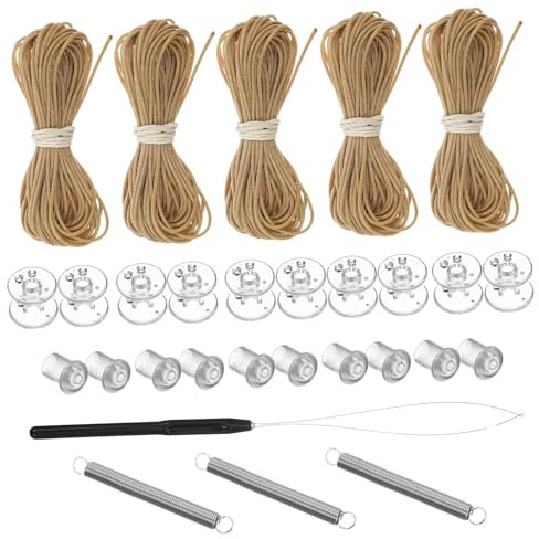 Warmhm 5 Sets Rv Blind Repair Kit Pleated Shade Cord Replacement Window Shade Restringing Kit for Camper and Caravan Brown Honeycomb Blinds Accessories