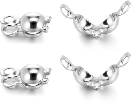 100 Stück Clamshell Quetschperlen Abdeckung, Offene Quetschperlen Verschlüsse, Crimp Perlen Abdeckung, Ketten Verschlüsse Perlenkappen für DIY Armband Halsketten Schmuckherstellung Zubehör(Silver)