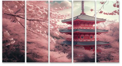 islandburner Primer cuadro sobre lienzo flores de cerezo y pagoda roja en el jardín de primavera Japón imágenes murales póster