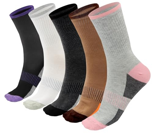 Soleeya 5 Paia Calze Trekking Uomo Donna, 39-47 Multicolore Calzini Uomo Sportivi Traspirante Calze Running Calzini Corsa Mezza Polpaccio (IT, Numero, 39, 47, Regular, Regular, Colore A)