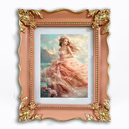 Gothic Picture Frame 8x10 Pink - Vintage Ornate Photo Frame, Antique Baroque Victorian Style Wall or Tabletop Display, Elegant Home Decor for Photos, Art, and Portraits