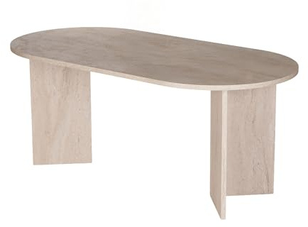 Eleganter Esstisch, Travertine-Farbe, 180 x 75 x 89,5 cm | 100% melaminbeschichtete Spanplatte, 25 mm Stärke | perfekt für Moderne Essbereiche