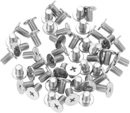 sourcing map M6-1 x 10mm 50Pcs Flat Round Head Screws 304 Stainless Steel Phillips Drive Machine Screws Hardware Fastener for Furniture Connection