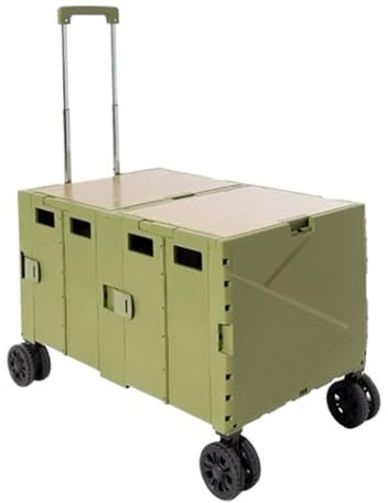 L3s9mPzVb4 Camping Storage Bins Collapsible Folding Utility Wagon Cart, Outdoor Camping Storage Box Trolley with Wheels and Pulled Hand, Heavy Duty Foldable Garden Picnic Small Trailer
