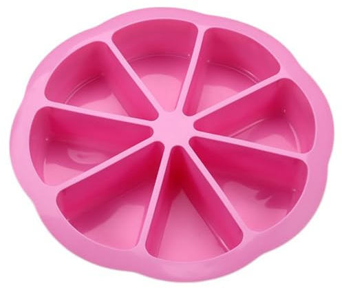 Silicone Baking Moulds,8 Portion Triangle Pizza Slice Cake Pan Mould, Non-Stick, for Pizza Brownies Muffins(Pink)