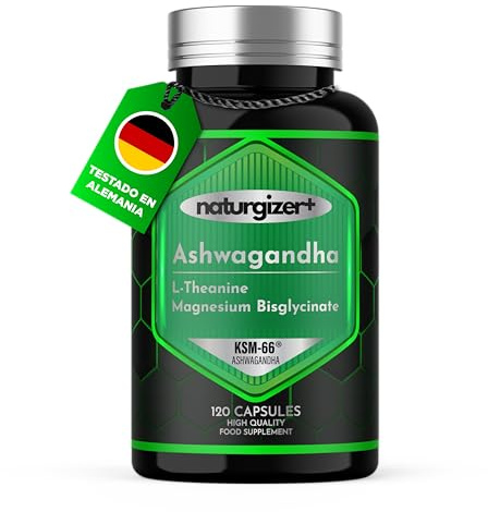 Ashwagandha KSM-66® + L-Teanina + Magnesio Bisglicinato | Fórmula COMPLEX para tu Rutina de Bienestar Diario | Alta Pureza | 120 Cápsulas Veganas | Naturgizer+