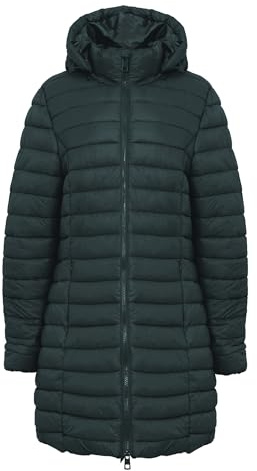 AMARA REYA Women's 'Olivia' Longline Quilted Puffer Coat with Detachable Hood