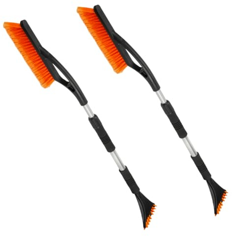 pokm toolsmarket - 2 STK. Eiskratzer XXL mit Schneebesen 2in1, teleskop Stiel 90-117cm, Eisschaber mit Besen & ergonomischer Softgriff, Auto EIS- und Schneeentferner für Scheibe