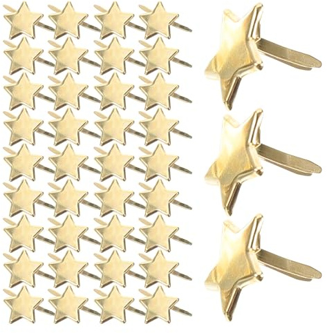 TOYANDONA Fasteners Operation and Fine Simple Accessories Workmanship 50pcs Golden Metal Paper Mini Brad Star Shape for Production Scrapbook Suitable for Wedding Decoration