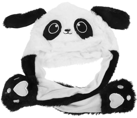 FRCOLOR Panda Ohren Hut mit Beweglichen Tierohren aus Weichem PP Baumwollplüsch Cosplay Mütze für Mädchen und Partys