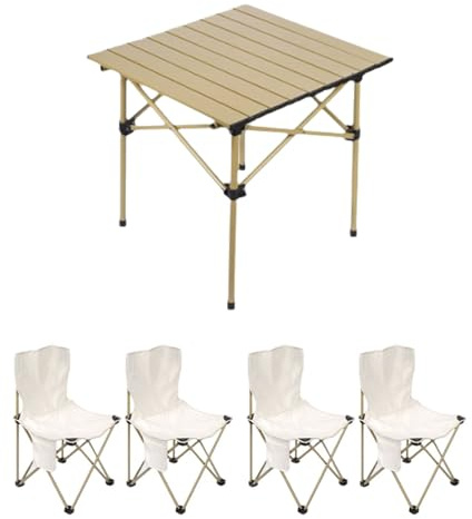 Tragbares Campingtisch- und Stuhl-Set – ultraleichtes Picknick-Möbel aus Karbonstahl für den Außenbereich, Wandern, Reisen, Strand und Heckklappe – Mehrzweckausrüstung