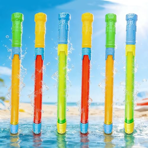 6 Pezzi Pistola Ad Acqua,42-70cm Pistole Ad Acqua Piccole Portata 6-7 metri,Giocattolo da Spiaggia per L'estate Applicabile a Festa in Piscina,Spiaggia,Giardino (3 Colori)