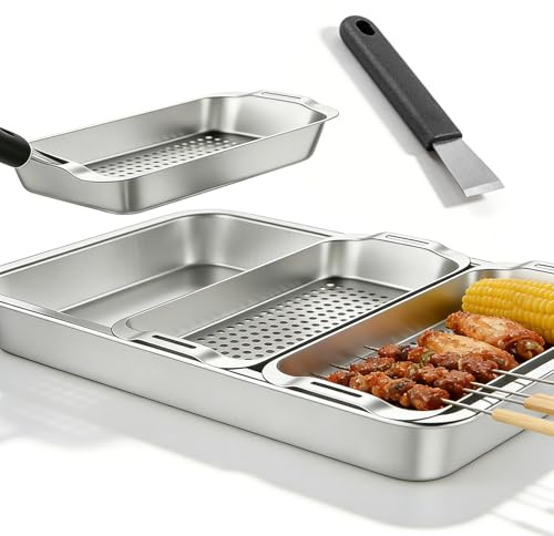 Grillkorgset, 5-pack grillkorg i rostfritt stål, grillkorgar, grillkorgar, grillskål grönsakskorg med lyfthandtag för camping utomhus, grillare för fisk