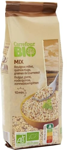 CARREFOUR BIO - Mélange Boulgour Millet Quinoa Rouge aux Graines de Tournesol - le paquet de 400g - Le Lot De 4