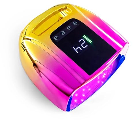 Lámpara UV para uñas, Lámpara de uñas recargable 96 W, secador esmalte gel, luz ultravioleta for manicura, lámpara LED UV inalámbrica for(Red Gold)