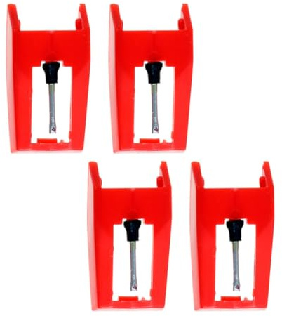 ADOCARN 4pcs Replacement Phonograph Needles for Record Player, Small and Portable Stylus Needle Set Made of Plastic and Aluminum, Compatible with Gramophone and Turntable Devices