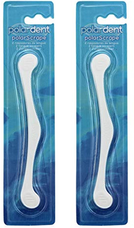 2x Polarscrape Zungenreiniger gegen Mundgeruch für den frischen Atem - Mundhygiene, Antibakterielle Funktion (Weiß)