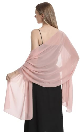 Chiffongsjal scarve wraps och sjalar mjuk pashmina för aftonklänningar vid formella tillfällen (champagne), Rouge, One Size