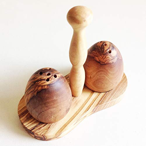 generisch Lot de 3 salières et poivrières en Bois d'olivier et de Travail à la Main