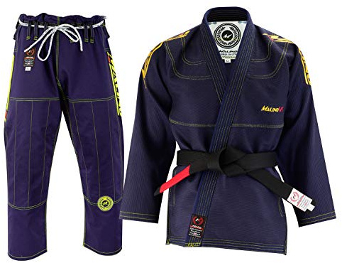 Malino BJJ Gi Kimono Brasiliano Jiu Jitsu Uniforme Pesante 550 g/m² 100% Cotone Perla Tessuto Preristretto Blu Navy (A4)