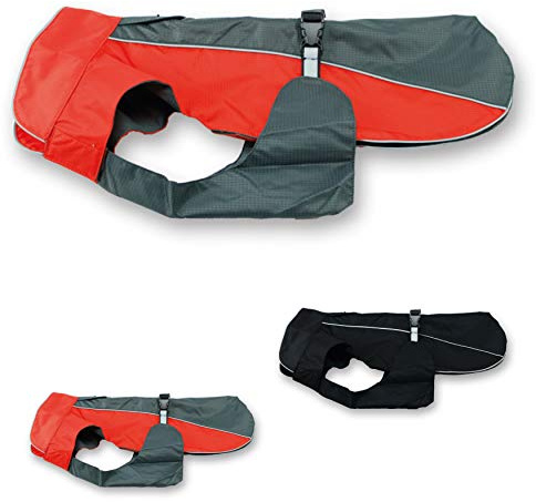 JEGGO Buckle Hundemantel Allwetter Mantel Regen Jacke Hunde Weste XXS XXL (XS, Anthrazit/Rot)