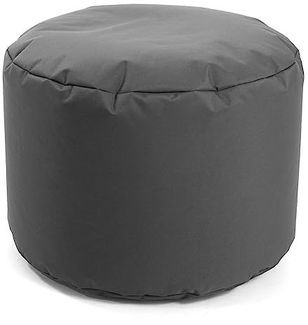 mokebo® Outdoor Pouf o. Hocker 60x40cm Anthrazit für Balkon & Garten 'Der Ruhestifter' Sitzhocker rund, Bodenkissen, Fußhocker, Sitzpouf, Puff, Beistelltisch m. EPS-Perlen Füllung, Indoor geeignet