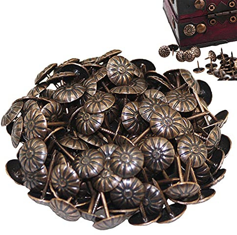 500 Pezzi Chiodi per Tappezzeria Rotonda Antico Chiodi per Mobili Legno Decorativo Tack per La Casa Decoro Di Mobili Rinforzo E Decorazione Divani Letti Armadi Pareti Lavorazione Decor