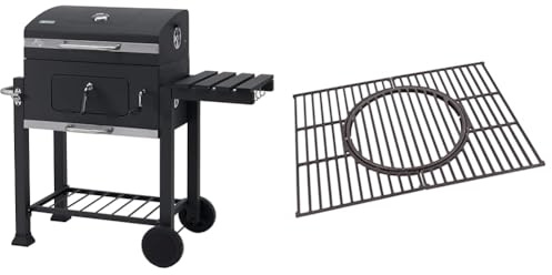 tepro Holzkohlegrill (Grillwagen) Toronto Click Grillfläche ca. 56 x 41,5 cm, mit Deckel Auf-und Abbau ohne Schrauben, Maße ca. 115 x 67 x 107 cm + Universal Guss-Grillrost-Set mit Rost-in-Rost-System