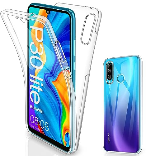 SOGUDE Schutzhülle für Huawei P30 Lite, transparent, Silikon, TPU, Rundum-Schutz, 360 Grad, Full Body