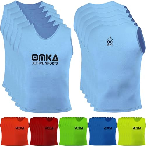 OMKA 6 Stück (6er-Set) Fußball Leibchen Lätzchen Trainingsleibchen Markierungshemd Fußballleibchen für Kinder Jugend und Erwachsene |