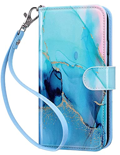 ULAK für iPhone 11 Hülle Leder PU Klapphülle Cover Tasche Brieftasche Schutzhülle Standfunktion Handyhülle mit Kartenfächer Case für iPhone 11 6,1 Zoll - Marmor
