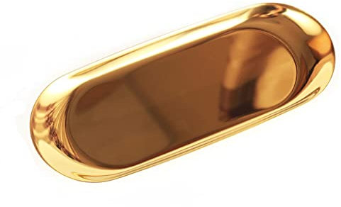 DUNAKE Schmucktabletts Organizer,Gold Tablett Dekorativ,Metall Schmuck Geschirr Schminktablett Für Kommode Edelstahl Ohrringe Haarnadel Ring Display Tablett Dekoration Beste Freunde
