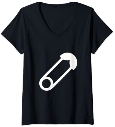 Damen Sicherheitsnadel. T-Shirt mit V-Ausschnitt