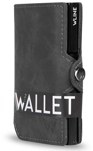 WLine Smal Smal Plånbok med Rfid Myntväska Kompakt Elegant - Kreditkortshållare för Män och Kvinnor Skärm i PU-läder - Korthållare för män, Vintage grå, Senza Zip, Modern