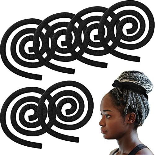 Hoteam 6 Pieces Spiral Lock Hair Tie Dreadlocks Iron Wire Embedded Hair Ties Bulk Ties for Women & Men Spiral Lock Hairs Tie Bendable Holders for Curly Thick Style Hairs Valentine(Black)