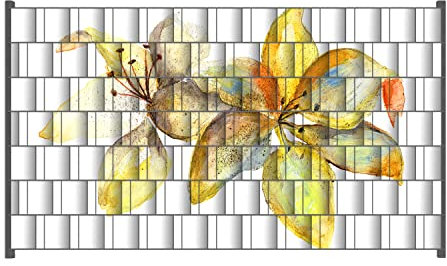 Wallario Zaun Sichtschutz Windschutz für EIN- und Doppelstabmattenzäune in der Größe Breite 2,50m x Höhe 1,40m, Motiv: Aquarell von gelben Lilien