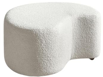 MIUFORM Pouf Hocker ǀ MIUF Sitzpouf ǀ Sitzhocker Fußbank Polsterhocker Wohnzimmer Schlafzimmer Vorzimmer Ankleidezimmer ǀ 68 x 64 x 36 cm ǀ Bouclé-Stoff (Beige)