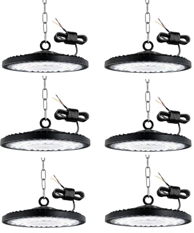 toobettp 6PCS Faretto LED UFO Industriale 300W, 30000LM 6000K Bianco Freddo | Risparmio Energetico, Antiabbagliante,Corpo Dissipazione Rapida,IP65 Lampada Da Officina, Fari LED per Fabbriche Parcheggio