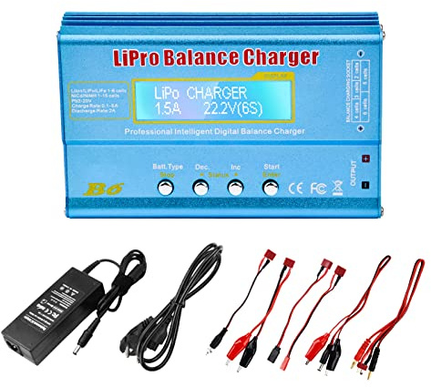 Diymore 80W Lipo Ladegerät,6A Balance Ladegerät,RC Hobby Battery Balger Ladegerät mit AC-Stromadapter für Lipo Li-Ion Life Nicd Nimh PB